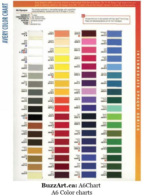 A6 Color charts